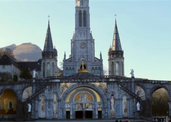 Lourdes bishop covers Rupnik mosaics on doors to Basilica of the Rosary