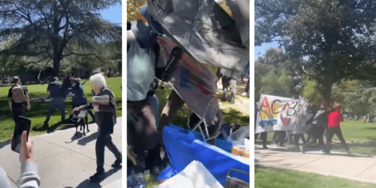 Masked ‘Antifa’ goons destroy TPUSA campus event, mass assault conservatives while cops do nothing
