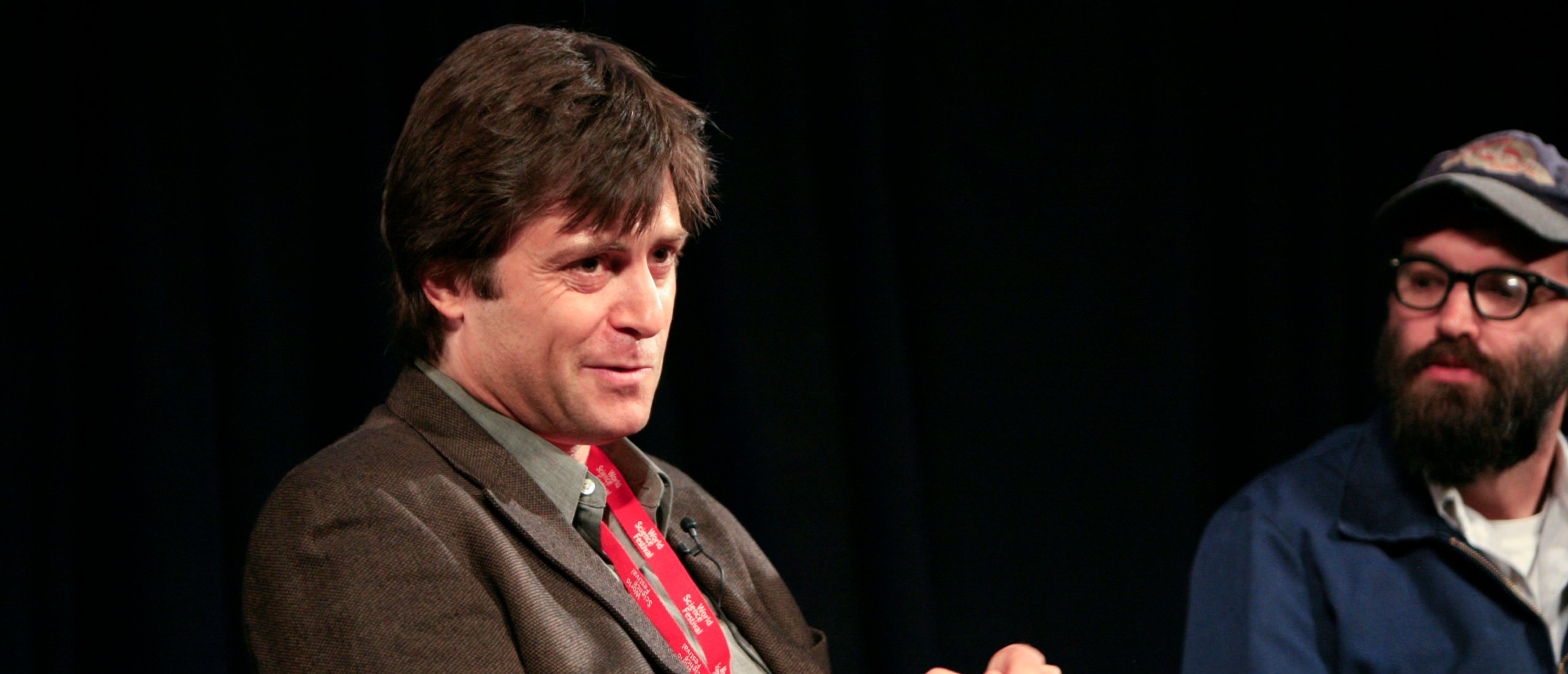NEW YORK - MAY 29: Physicist Max Tegmark (L) and musician Mark Everett (R) speak at the panel discussion 
