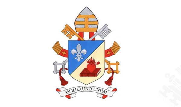 The official coat of arms of Pope Leo XIV. Vatican Media