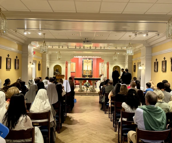 The faithful celebrate Mass prior to the Eucharistic procession through Washington, D.C., Saturday, May 17, 2025. Credit: Tessa Gervasini