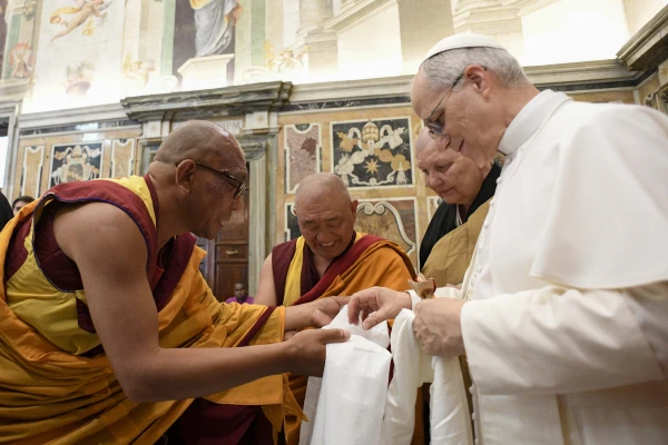 Pope Leo XIV meets with representatives of other Christian churches, ecclessial communities, and other religions on May 19, 2025, at the Vatican. Credit: Vatican Media