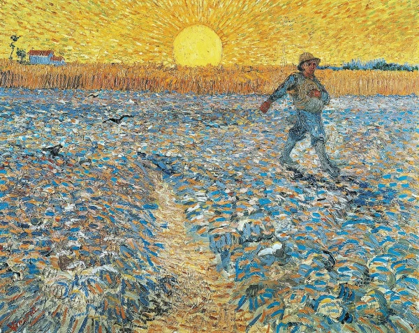 Vincent Van Gogh's "The Sower at Sunset". Public Domain.