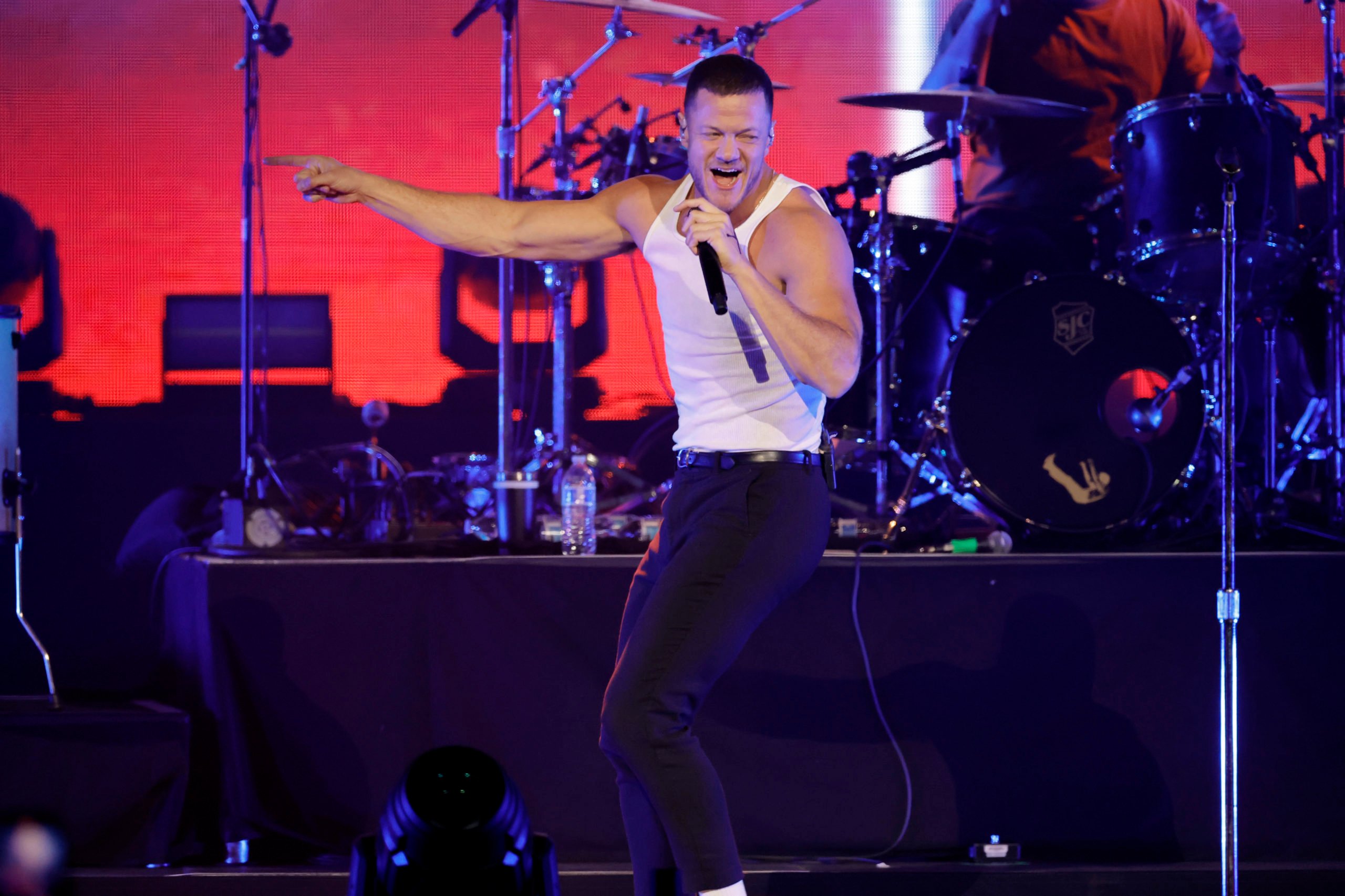 PHOENIX, ARIZONA - FEBRUARY 11: Dan Reynolds of Imagine Dragons performs onstage during the Bud Light Super Bowl Music Festival at Footprint Center on February 11, 2023 in Phoenix, Arizona. (Photo by Kevin Winter/Getty Images for On Location)