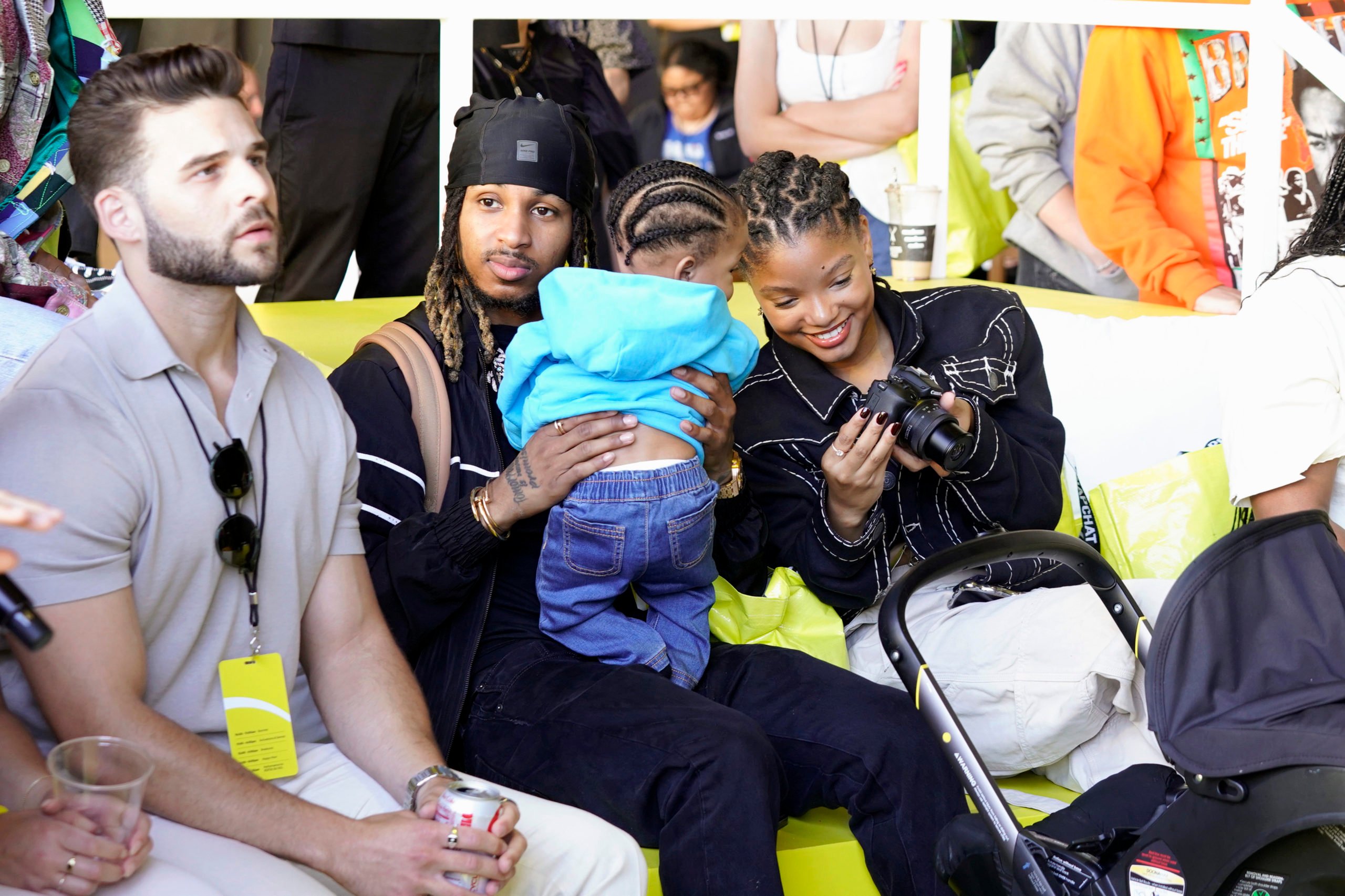 SANTA MONICA, CALIFORNIA - SEPTEMBER 17: (C) DDG and Halle Bailey attend the Snap Partner Summit 2024 on September 17, 2024 in Santa Monica, California. (Photo by Presley Ann/Getty Images for Snap Inc.)