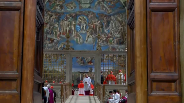Cardinals gather in the Sistine Chapel to swear their solemn oath as the conclave begins on May 7, 2025. Credit: Vatican Media