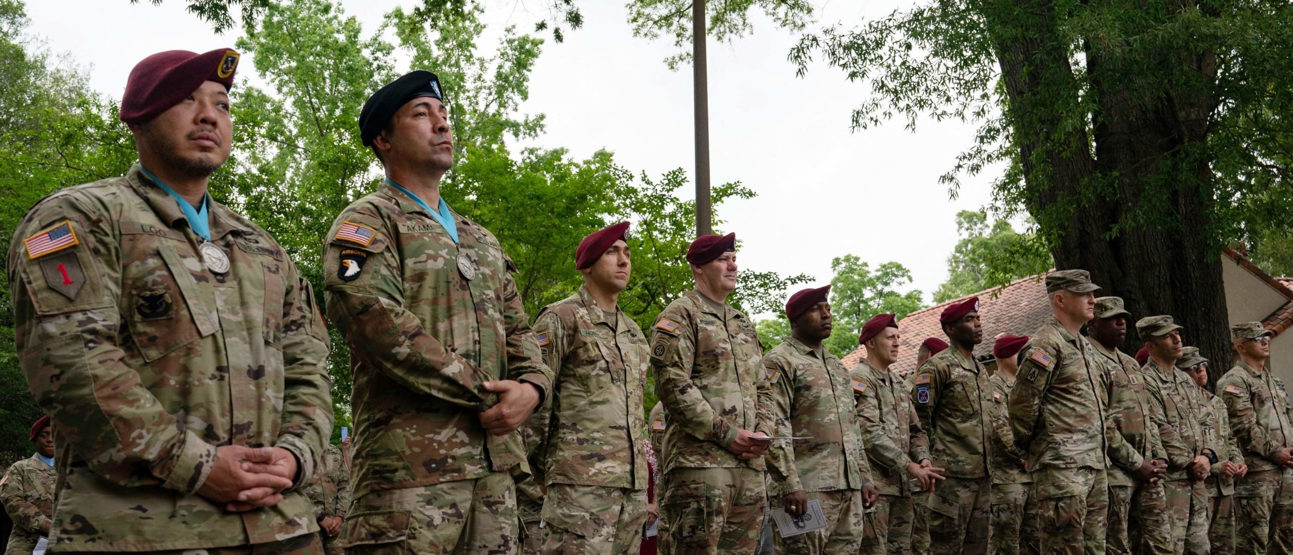 US troops take part in a ceremony to redesignate Fort Bragg as Fort Liberty, near Fayetteville, North Carolina, on June 2, 2023. Calls to rename nine military bases, all of which are located in southern states that seceded and briefly formed the Confederacy, gained momentum during nationwide protests against racism and police brutality that were sparked by the 2020 murder of George Floyd, an African American man, who died at the hands of a white police officer in Minneapolis. (Photo by ALLISON JOYCE/AFP via Getty Images)
