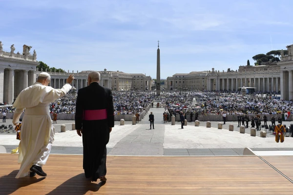 Pope Leo XIV greets the faithful at the general audience in St. Peter's Square on Wednesday, June 4. 2025. Credit: Vatican Media