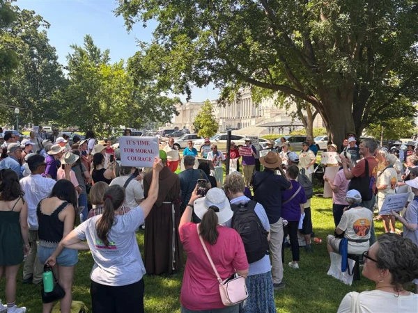 Religious sisters from 60 communities as well as other supporters gather on the Senate lawn for the