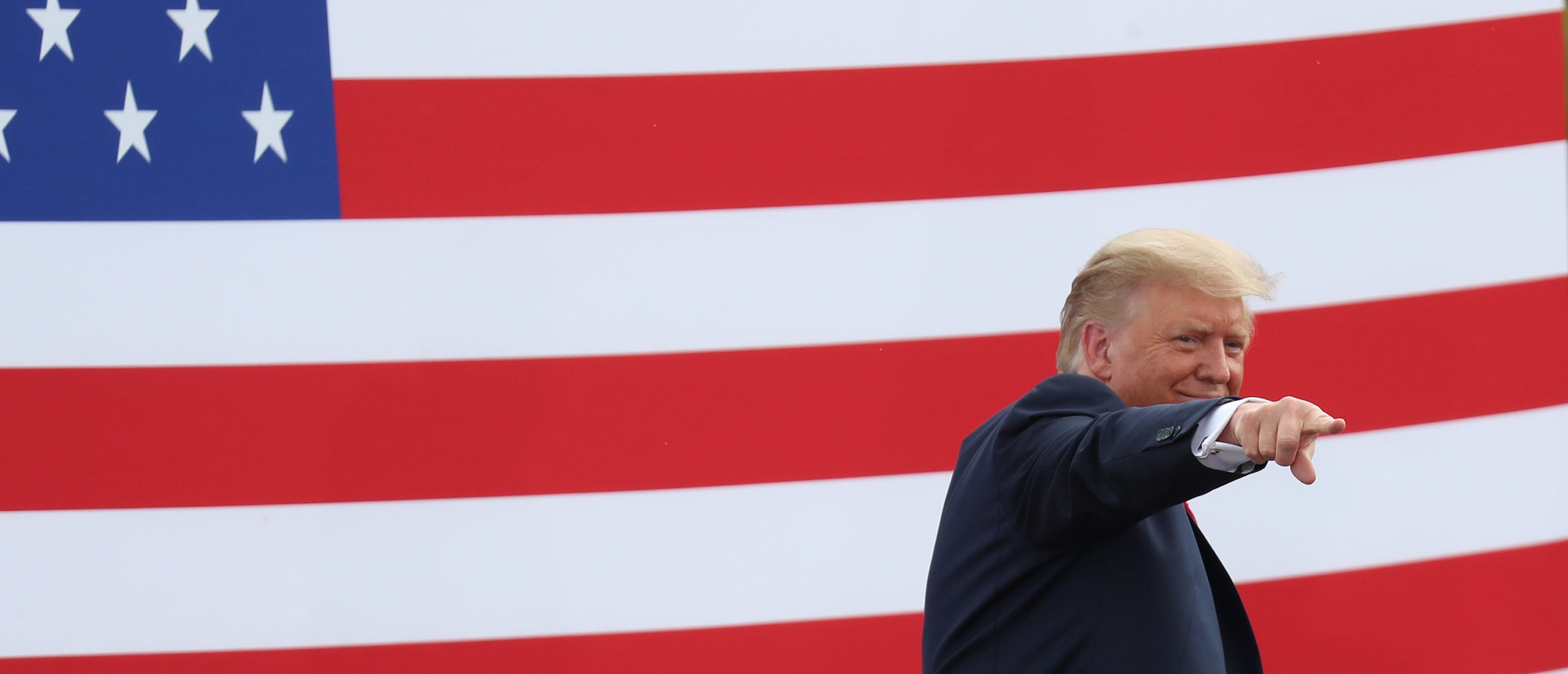 President Donald Trump gestures as he leaves after speaking about the environment during a stop at the Jupiter Inlet Lighthouse on September 08, 2020 in Jupiter, Florida. (Photo by Joe Raedle via Getty Images)