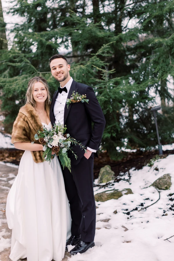 Kendra and Joe Beigel, Life-Giving Wounds alumni, smile for the camera after their wedding on Jan. 18, 2025, in Steubenville, Ohio. Credit: Photo courtesy of Caitlin Renn Photography