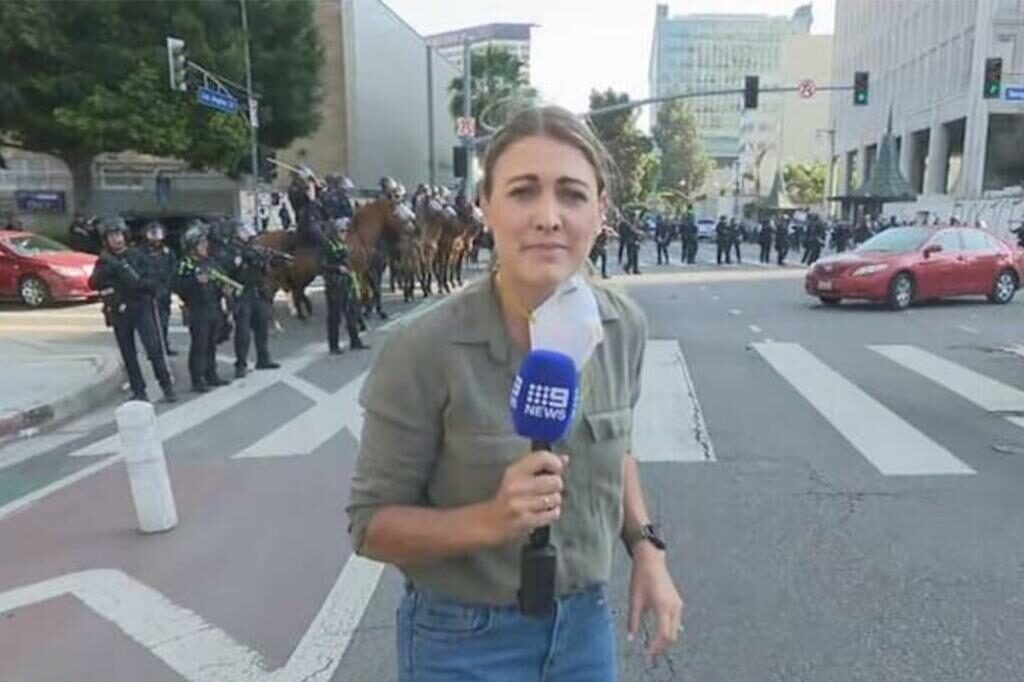 Australian Reporter Inadvertently Shot with Rubber Bullet While Covering LA Anti-ICE Protests
