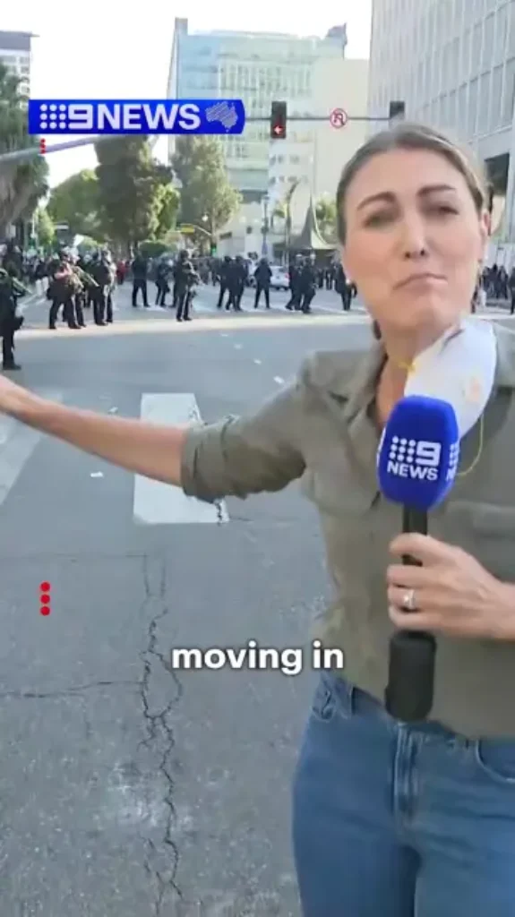 Australian Reporter Inadvertently Shot with Rubber Bullet While Covering LA Anti-ICE Protests