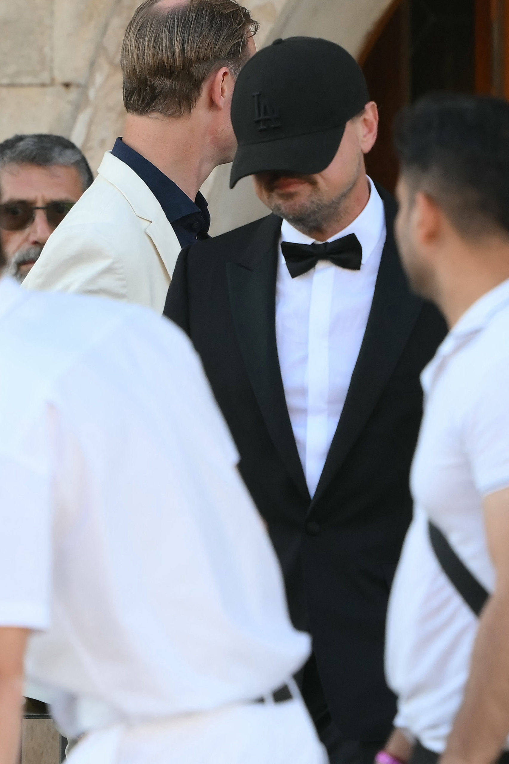 US actor Leonardo Dicaprio leaves the Gritti Palace Hotel on the wedding day of Amazon founder Jeff Bezos with Lauren Sanchez, in Venice on June 27, 2025. MARCO BERTORELLO/AFP via Getty Images