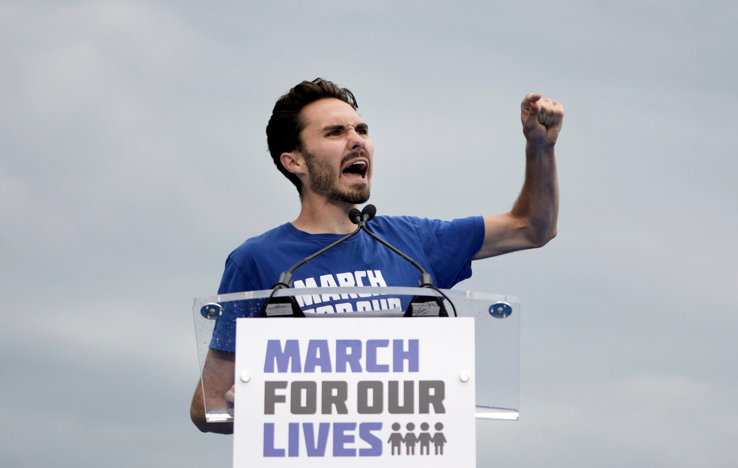 Gun control activist David Hogg speaks during a March for Our Lives rally against gun violence on the National Mall June 11, 2022 in Washington, DC. The March For Our Lives movement was spurred by the shooting at Marjory Stoneman Douglas High School in Parkland, Florida, in 2018. After recent mass shootings in Buffalo, New York and Uvalde, Texas, a bipartisan group of Senators continue to negotiate a potential compromise deal on gun violence and gun safety legislation. (Photo by Drew Angerer/Getty Images)