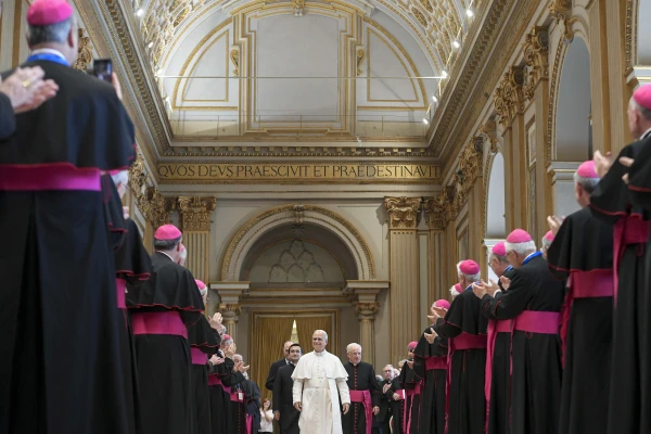 Pope Leo XIV receives the Italian Bishops’ Conference in an audience on June 17, 2025, at the Vatican. Credit: Vatican Media