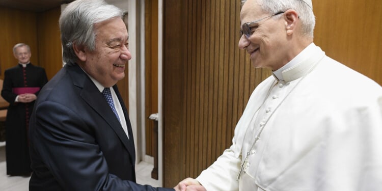 Pope Leo XIV receives UN Secretary-General António Guterres at the Vatican