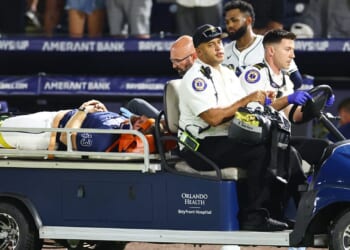 Rays’ Hunter Bigge Gets Carted Off Field After Being Blasted On Head With Foul Ball