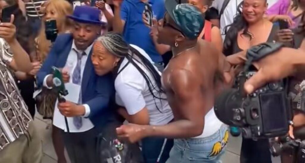 Diddy Fans Celebrate Verdict by Breaking Out Baby Oil Outside Courthouse – Glistening Nip Slip! [WATCH]