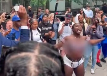Diddy Fans Celebrate Verdict by Breaking Out Baby Oil Outside Courthouse – Glistening Nip Slip! [WATCH]