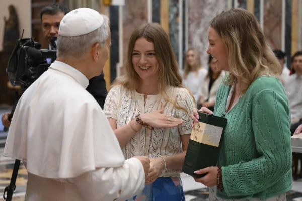 Pilgrims present Pope Leo XIV with a bottle of Irish whisky at the Vatican, Saturday, July 5, 2025. Credit: Vatican Media