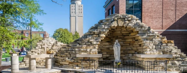 St. Ambrose University grotto in Davenport, Iowa. Credit: Zyon Velázquez/St. Ambrose University