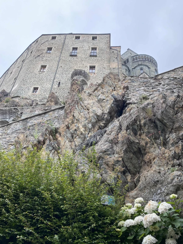 The walls of Sacra di San Michele in Italy, July 2025. Credit: Emma Silvestri