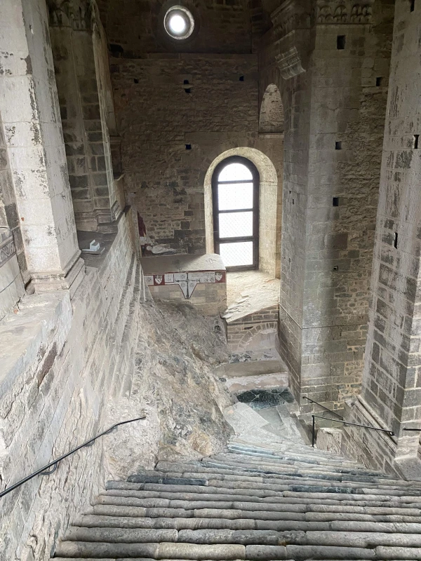 Stairs in the Sacra di San Michele, Italy, July 2025. Credit: Emma Silvestri