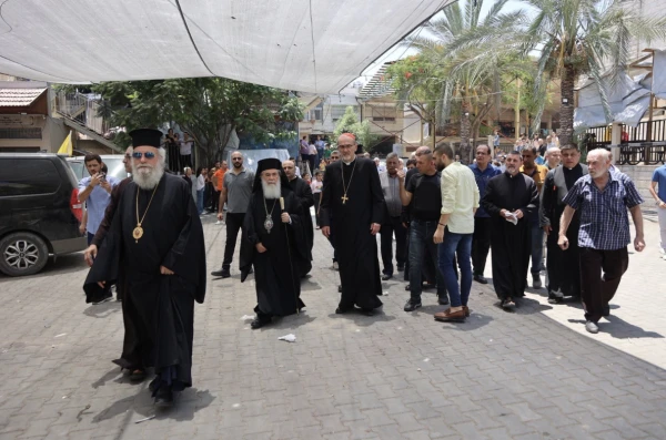 Cardinal Pierbattista Pizzaballa and Greek Orthodox Patriarch Theophilos III visit Gaza on Friday, July 18, 2025, bringing humanitarian aid and assessing the situation to determine the greatest needs. Credit: Caritas Jerusalem