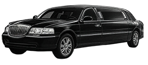 Black luxury limousine on white background.