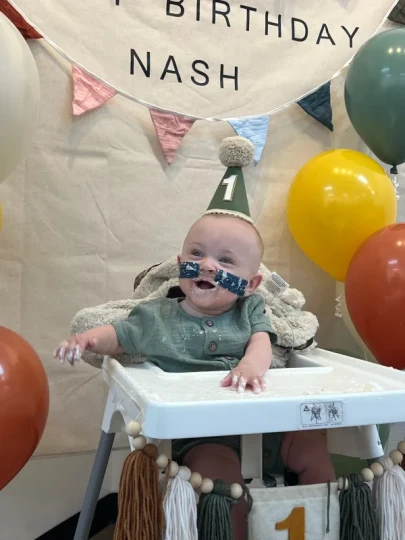 Nash Keen at his first birthday celebation. Credit: Photo courtesy of University of Iowa Health Care