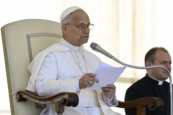 Pope Leo XIV addresses pilgrims during his general audience on July 30, 2025, in St. Peter’s Square at the Vatican. Credit: Vatican Media