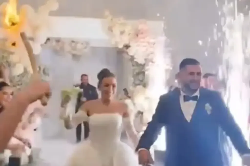 Chaos Erupts as Couple's Wedding Entrance is Completely 'Ruined' as Venue Catches Fire [WATCH]
