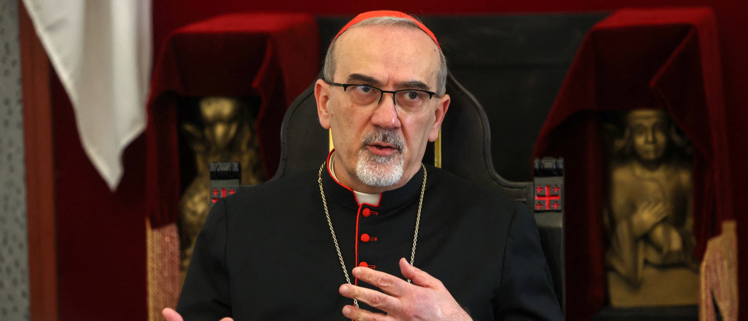 Italian cardinal and Latin Patriarch of Jerusalem Pierbattista Pizzaballa speaks during a press conference at the patriarchate headquarters in the old city of Jerusalem on May 13, 2025. (Photo by AHMAD GHARABLI/AFP via Getty Images)