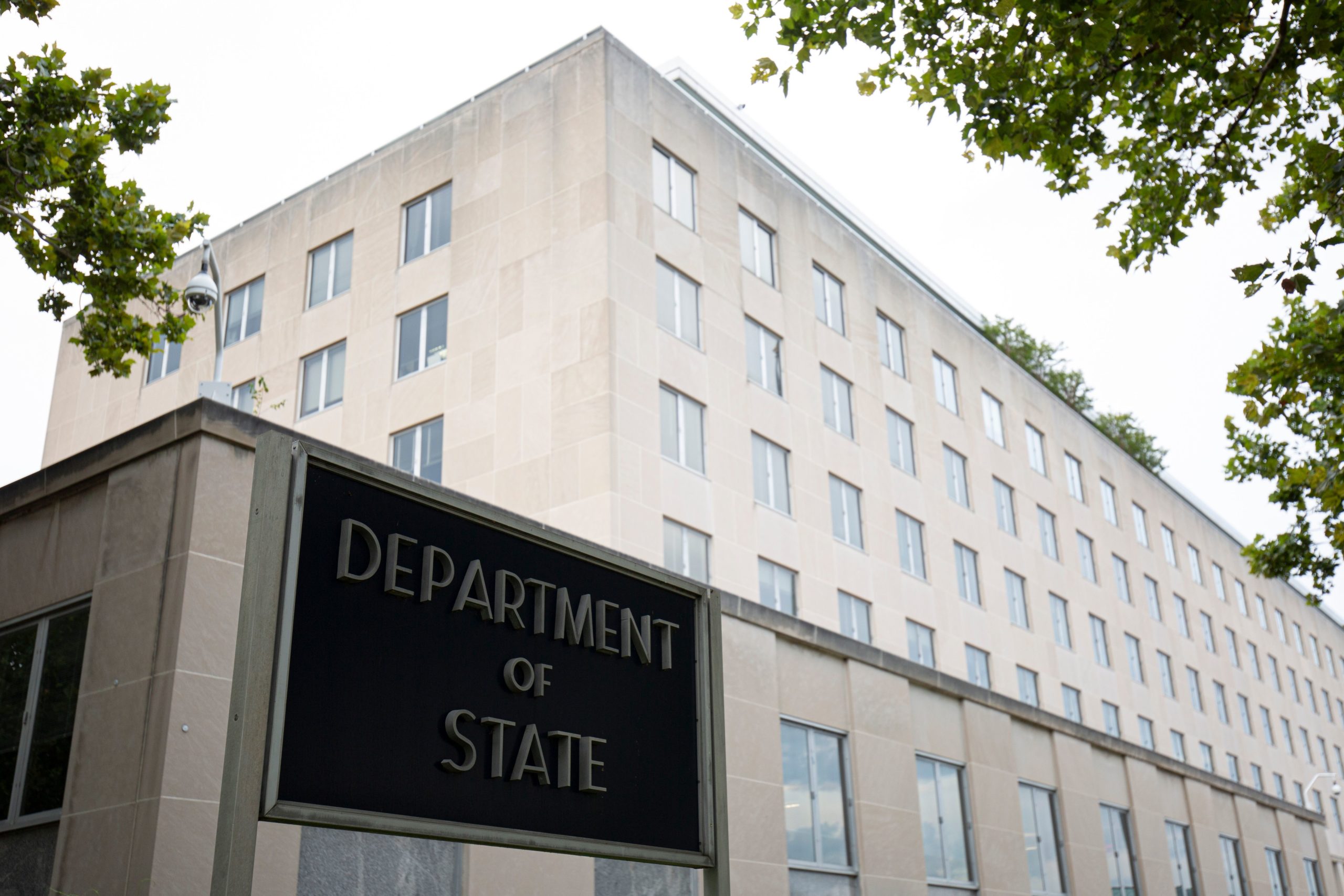 The US Department of State building is seen in Washington, DC, on July 22, 2019. (Photo by ALASTAIR PIKE/AFP via Getty Images)