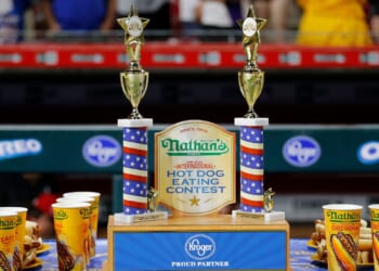 Joey Chestnut Reclaims Nathan’s Hot Dog Eating Title in Patriotic Independence Day Return [WATCH]