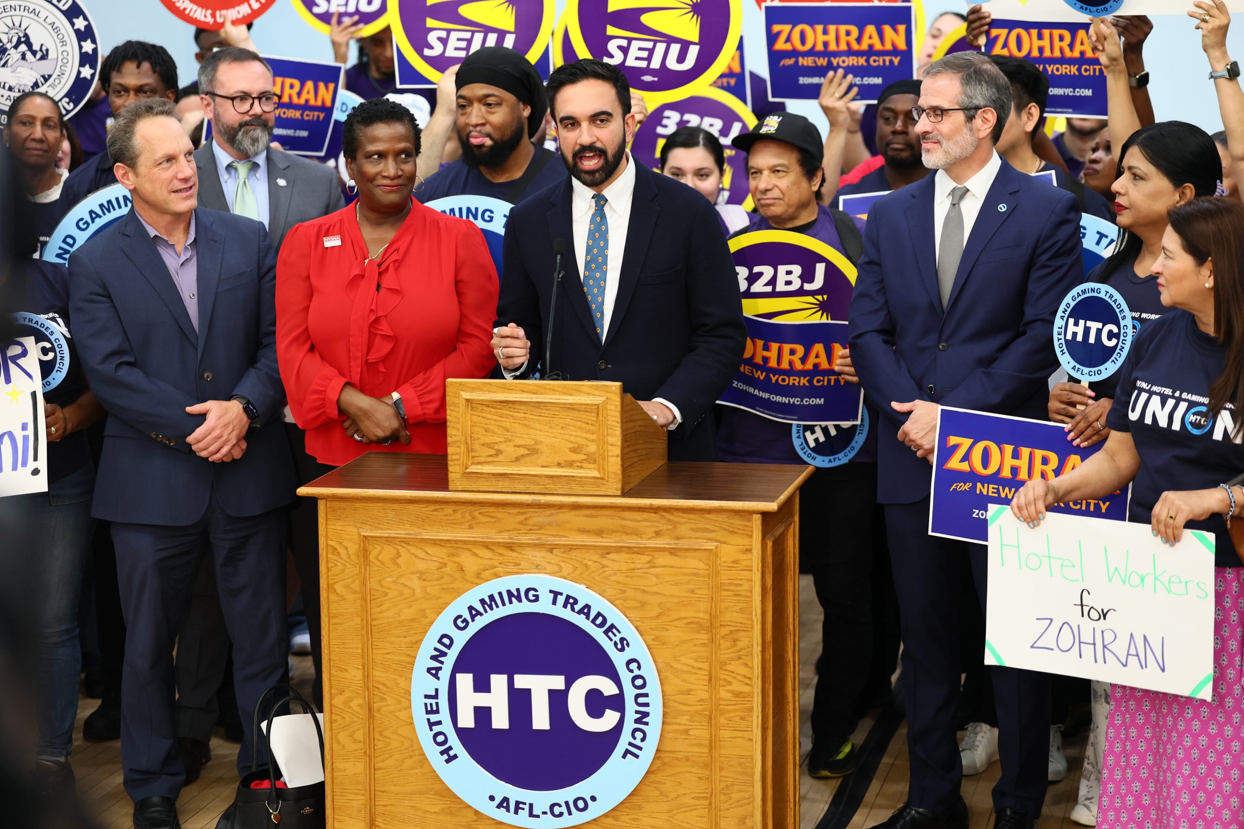 New York Mayoral Candidate Zohran Mamdani speaks during a press conference. (Photo by Michael M. Santiago/Getty Images)
