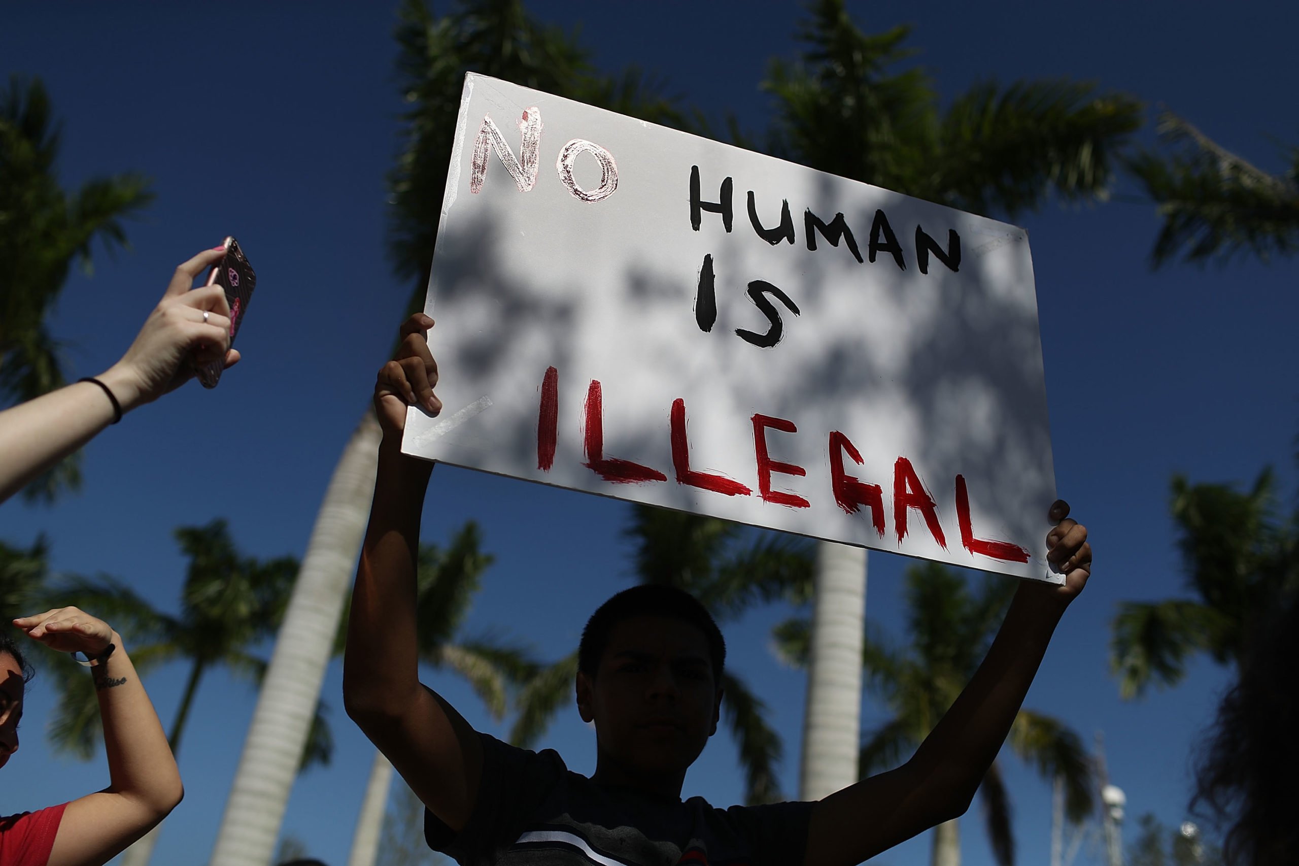 HOMESTEAD, FL - NOVEMBER 16: Demonstrators including students from local high schools as well as a college rally in front of Homestead City Hall against President-elect Donald Trump and are asking that the city be used as a sanctuary city and their respective schools be sanctuary campuses on November 16, 2016 in Homestead, Florida. Mr. Trump has said he will crack down on so-called Òsanctuary citiesÓ or cities that donÕt help federal authorities seize undocumented immigrants. (Photo by Joe Raedle/Getty Images)