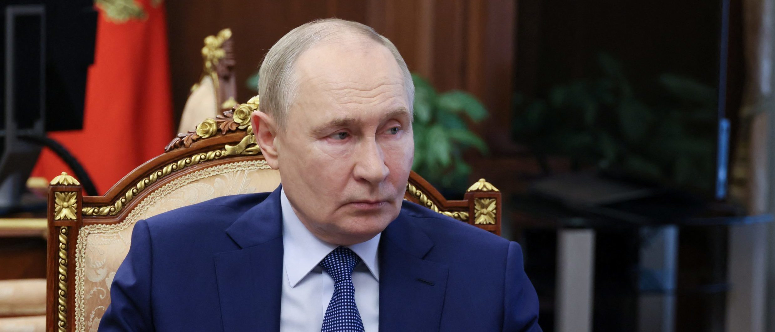 In this pool photograph distributed by the Russian state agency Sputnik, Russia's President Vladimir Putin holds a meeting on education issues at the Kremlin in Moscow on July 10, 2025. (Photo by MIKHAIL METZEL/POOL/AFP via Getty Images)