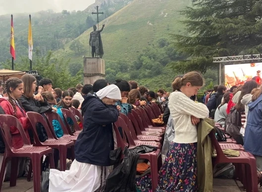 A scene from the opening Mass at the Marian Eucharistic Youth Day in Spain on July 4, 2025. Credit: EWTN News