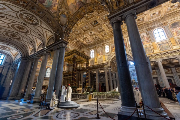 Lithuanian Cardinal Rolandas Makrickas, archpriest of the Basilica of St. Mary Major, celebrates Mass on Aug. 5, 2025, to mark the anniversary of the dedication of the Marian basilica. Credit: Daniel Ibañez/CNA
