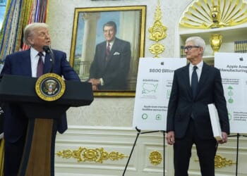 Trump and Apple CEO Tim Cook announce new $100 billion commitment to manufacture in U.S.