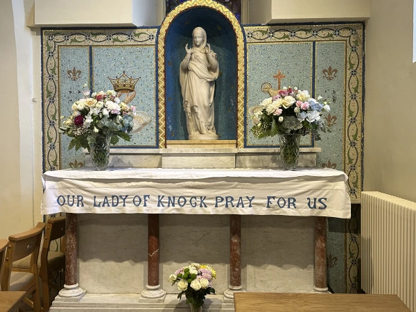 An altar at Knock Shrine in Knock, Ireland, Friday, Aug. 15, 2025. Credit: Courtney Mares/CNA