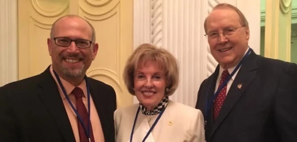 Peter Wolfgang, president of Family Institute of Connecticut Action, with Dr. James Dobson and his wife, Shirley Dobson, in 2016. Credit: Peter Wolfgang