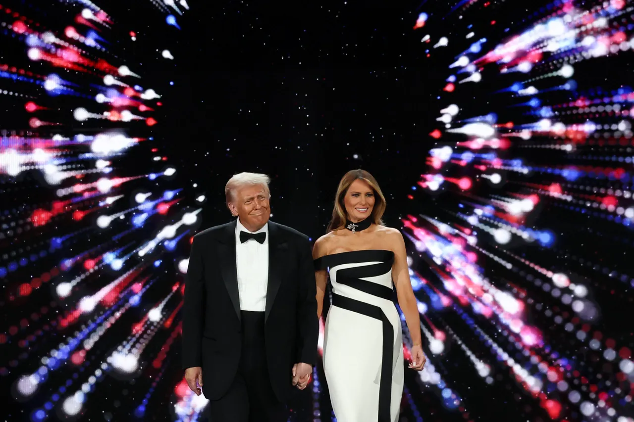 WASHINGTON, DC - JANUARY 20: President Donald Trump walks on stage with his wife First Lady Melania Trump at the Liberty Inaugural Ball on January 20, 2025 in Washington, DC. President DonaldTrump attends some of the inaugural balls after taking the oath as the 47th president. (Photo by Joe Raedle/Getty Images)