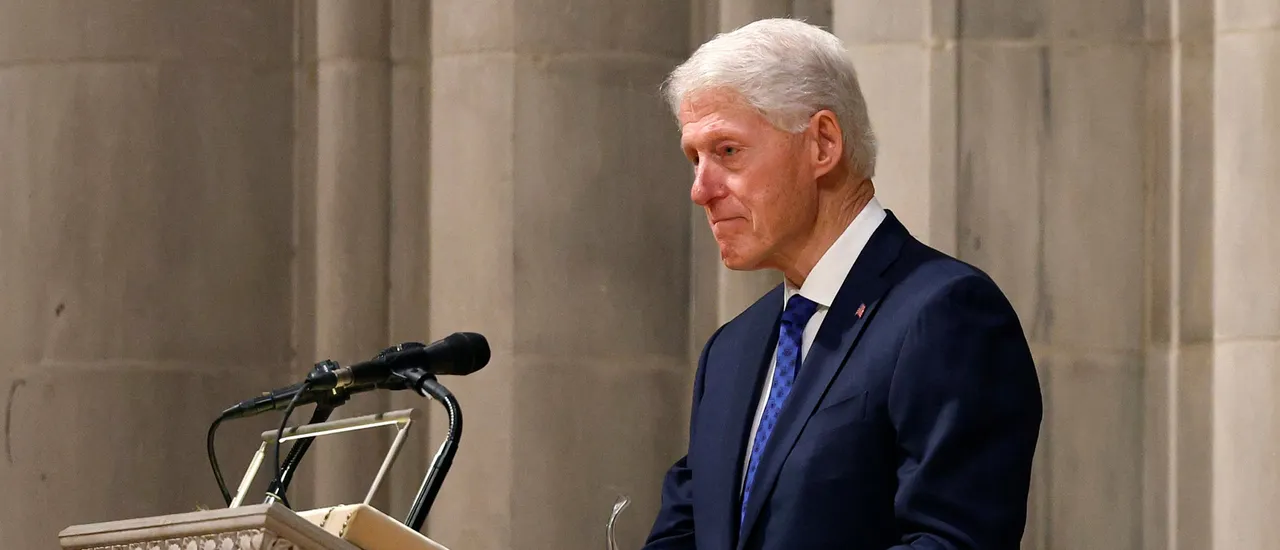 WASHINGTON, DC - MAY 14: Former U.S. President Bill Clinton delivers a tribute during the funeral of former Labor Secretary Alexis Herman at the National Cathedral on May 14, 2025 in Washington, DC. Alexis Herman served as the 23rd Secretary of Labor from 1997 to 2001 under President Clinton and was the first Black woman to hold the position. (Photo by Kevin Dietsch/Getty Images)