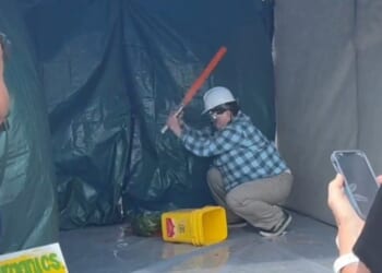 Looney tunes leftists smash watermelons to work out their anger at Trump