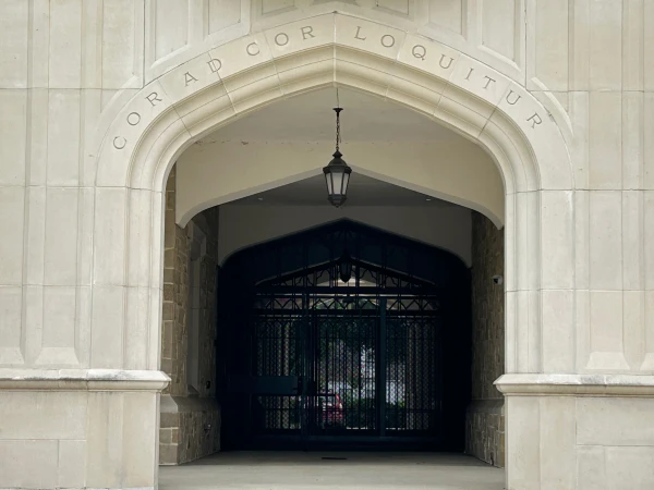 St. John Henry Newman's motto, "Cor ad cor loquitur" ("Heart speaks to heart") is also the motto of Cathedral High School and is inscribed throughout the school. Credit: Amira Abuzeid/CNA