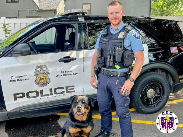 Axel is pictured with his handler, retired New Jersey State Police Major John Hunt. Credit: Gloucester Township Police