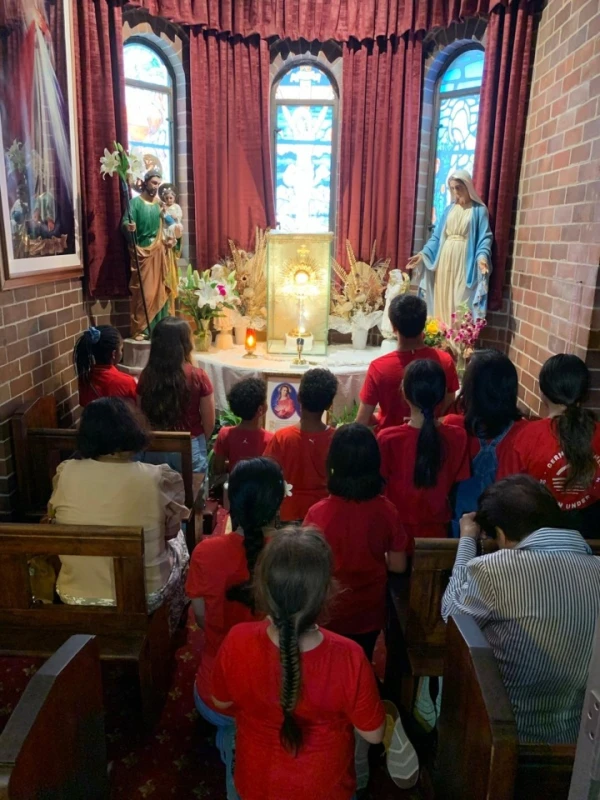 In the months following the play, Father Epeli Qimaqima, parish priest of St. Joachim Parish, noticed children and their parents spending time in the parish’s perpetual adoration chapel. “They’ve grown together learning about Carlo Acutis and his life,” he said. Credit: Courtesy of St. Joachim parish, Sydney, Australia